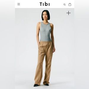 Tibi Active Knit Scottie Joggers inTan color size L